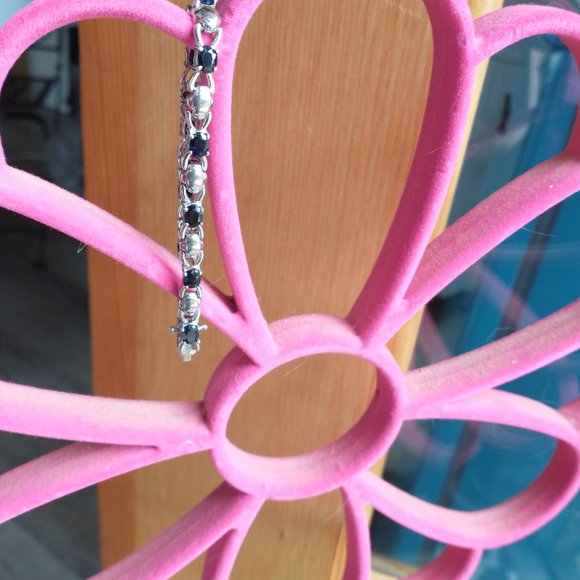 Silver Bracelet with Black Garnets (Melanites) - Picture 4 of 11